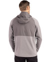 Kansas Jayhawks Alumni Cutter & Buck Peshastin Fleece Recycled Mens Hybrid Jacket Elemental Grey Heather Back Thumbnail Image