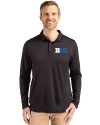 BIG 10 Conference Cutter & Buck Coastline Epic Comfort Recycled Mens Long Sleeve Polo Black Front Thumbnail Image