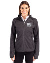 New York Giants Cutter & Buck Mainsail Full Zip Hooded Womens Jacket Charcoal Heather Front Thumbnail Image