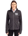 View image 4: New York Giants Cutter & Buck Mainsail Sweater-Knit Womens Full Zip Hooded Jacket Charcoal Heather Front