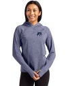 New Hampshire Wildcats College Vault Cutter & Buck Adapt Knit Recycled Womens Heathered Hooded Pullover Navy Blue Heather Front Thumbnail Image