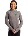 Marshall Thundering Herd College Vault Cutter & Buck Adapt Knit Recycled Womens Heathered Hooded Pullover Black Heather Front Thumbnail Image