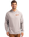 Idaho State Bengals College Vault Cutter & Buck Adapt Knit Recycled Mens Heathered Hooded Pullover Polished Heather Front Thumbnail Image
