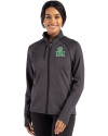 Marshall Thundering Herd College Vault Cutter & Buck Peshastin Fleece Recycled Womens Full Zip Jacket Black Heather Front Thumbnail Image