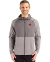 Washington State Cougars College Vault Cutter & Buck Peshastin Fleece Recycled Mens Hybrid Jacket Elemental Grey Heather Front Thumbnail Image