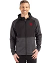 Nebraska Cornhuskers College Vault Cutter & Buck Peshastin Fleece Recycled Mens Hybrid Jacket Black Heather Front Thumbnail Image