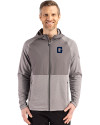 Georgetown Hoyas College Vault Cutter & Buck Peshastin Fleece Recycled Mens Hybrid Jacket Elemental Grey Heather Front Thumbnail Image