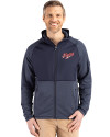 Dayton Flyers College Vault Cutter & Buck Peshastin Fleece Recycled Mens Hybrid Jacket Navy Blue Heather Front Thumbnail Image