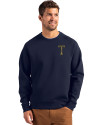 GA Tech Yellow Jackets College Vault Cutter & Buck Roam Epic Versatility Recycled Crew Neck Mens Pullover Navy Blue Front Thumbnail Image