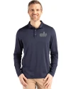 Old Dominion Monarchs College Vault Cutter & Buck Coastline Epic Comfort Recycled Mens Long Sleeve Polo Navy Blue Front Thumbnail Image