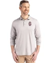 Southern Illinois Salukis College Vault Cutter & Buck Coastline Epic Comfort Recycled Mens Long Sleeve Polo CONCRETE Front Thumbnail Image