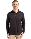New Mexico State Aggies College Vault Cutter & Buck Coastline Epic Comfort Recycled Mens Long Sleeve Polo Black Front Thumbnail Image