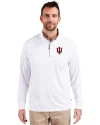 Indiana Hoosiers Cutter & Buck Adapt Eco Knit Stretch Recycled Mens Quarter Zip Pullover White Front Thumbnail Image