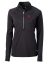 Indiana Hoosiers Cutter & Buck Adapt Eco Knit Stretch Recycled Womens Half Zip Pullover Black Mannequin Thumbnail Image