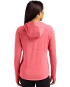 Nebraska Cornhuskers Cutter & Buck Adapt Knit Recycled Womens Heathered Hooded Pullover Cardinal Red Heather Back Thumbnail Image