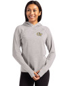Georgia Tech Yellow Jackets - Cutter & Buck Adapt Knit Recycled Womens Heathered Hooded Pullover Polished Heather Front Thumbnail Image