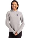 View image 4: Kansas State Wildcats Cutter & Buck Adapt Recycled Soft Knit Stretch Womens Hooded Pullover Polished Heather Front