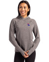 Louisiana Tech Bulldogs Cutter & Buck Adapt Knit Recycled Womens Heathered Hooded Pullover Black Heather Front Thumbnail Image