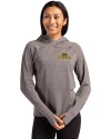 View image 1: North Carolina A&T Aggies Cutter & Buck Adapt Recycled Soft Knit Stretch Womens Hooded Pullover Black Heather Front