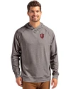 Indiana Hoosiers Cutter & Buck Adapt Knit Recycled Mens Heathered Hooded Pullover Black Heather Front Thumbnail Image
