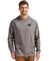 Tulane Green Wave Cutter & Buck Adapt Knit Recycled Mens Heathered Hooded Pullover Black Heather Front Thumbnail Image