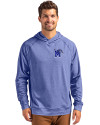 Memphis Tigers Cutter & Buck Adapt Knit Recycled Mens Heathered Hooded Pullover Tour Blue Heather Front Thumbnail Image