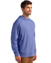 Kansas Jayhawks Cutter & Buck Adapt Knit Recycled Mens Heathered Hooded Pullover Tour Blue Heather Side Thumbnail Image