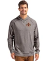 Iowa State Cyclones Cutter & Buck Adapt Knit Recycled Mens Heathered Hooded Pullover Black Heather Front Thumbnail Image