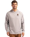 Harvard Crimson Cutter & Buck Adapt Knit Recycled Mens Heathered Hooded Pullover Polished Heather Front Thumbnail Image