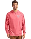 SMU Mustangs Cutter & Buck Adapt Knit Recycled Mens Heathered Hooded Pullover Cardinal Red Heather Front Thumbnail Image