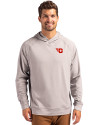 Dayton Flyers Cutter & Buck Adapt Knit Recycled Mens Heathered Hooded Pullover Polished Heather Front Thumbnail Image