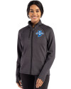 Indiana State Sycamores Cutter & Buck Peshastin Fleece Recycled Womens Full Zip Jacket Black Heather Front Thumbnail Image
