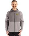 Quinnipiac Bobcats Cutter & Buck Peshastin Fleece Recycled Mens Hybrid Jacket Elemental Grey Heather Front Thumbnail Image