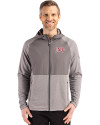 UNLV Rebels Cutter & Buck Peshastin Fleece Recycled Mens Hybrid Jacket Elemental Grey Heather Front Thumbnail Image