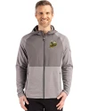 Baldwin Wallace Yellow Jackets Cutter & Buck Peshastin Fleece Recycled Mens Hybrid Jacket Elemental Grey Heather Front Thumbnail Image