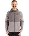 View image 4: Baylor Bears Cutter & Buck Peshastin Recycled Grid Fleece Mens Hybrid Hooded Full Zip Jacket Elemental Grey Heather Front
