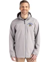 View image 4: San Jose State Spartans Cutter & Buck Camano Recycled Everyday Stretch Water Resistant Mens Full Zip Jacket Polished Medium Gray Front