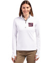 New York Giants Cutter & Buck Traverse Stretch Eco Quarter Zip Womens Pullover White Front Thumbnail Image