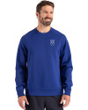 View image 10: Emory Eagles Cutter & Buck Roam Recycled Buttery-Soft Knit Mens Crew Neck Pullover Tour Blue Front