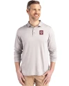 Indiana Hoosiers - Cutter & Buck Coastline Epic Comfort Recycled Mens Long Sleeve Polo CONCRETE Front Thumbnail Image