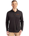 UOP Tigers Cutter & Buck Coastline Epic Comfort Recycled Mens Long Sleeve Polo Black Front Thumbnail Image