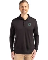 Dartmouth Big Green Cutter & Buck Coastline Epic Comfort Recycled Mens Long Sleeve Polo Black Front Thumbnail Image