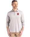 NC State Wolfpack Cutter & Buck Coastline Epic Comfort Recycled Mens Long Sleeve Polo CONCRETE Front Thumbnail Image
