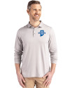 Indiana State Sycamores Cutter & Buck Coastline Epic Comfort Recycled Mens Long Sleeve Polo CONCRETE Front Thumbnail Image