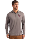 Lamar Cardinals Cutter & Buck Coastline Epic Comfort Recycled Mens Long Sleeve Polo Elemental Grey Front Thumbnail Image