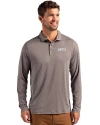 NYU Violets Cutter & Buck Coastline Epic Comfort Recycled Mens Long Sleeve Polo Elemental Grey Front Thumbnail Image