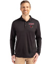 Louisville Cardinals Cutter & Buck Coastline Epic Comfort Recycled Mens Long Sleeve Polo Black Front Thumbnail Image