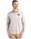 View image 4: San Jose State Spartans Cutter & Buck Coastline Recycled Double Peached Mens Long Sleeve Polo CONCRETE Front