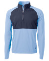 Cutter & Buck Adapt Recycled Soft Knit Stretch Mens Hybrid Quarter Zip Pullover  Atlas/Navy Blue Mannequin Thumbnail Image