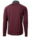 Cutter & Buck Adapt Recycled Soft Knit Stretch Mens Hybrid Quarter Zip Pullover  Bordeaux/Black Mannequin Back Thumbnail Image